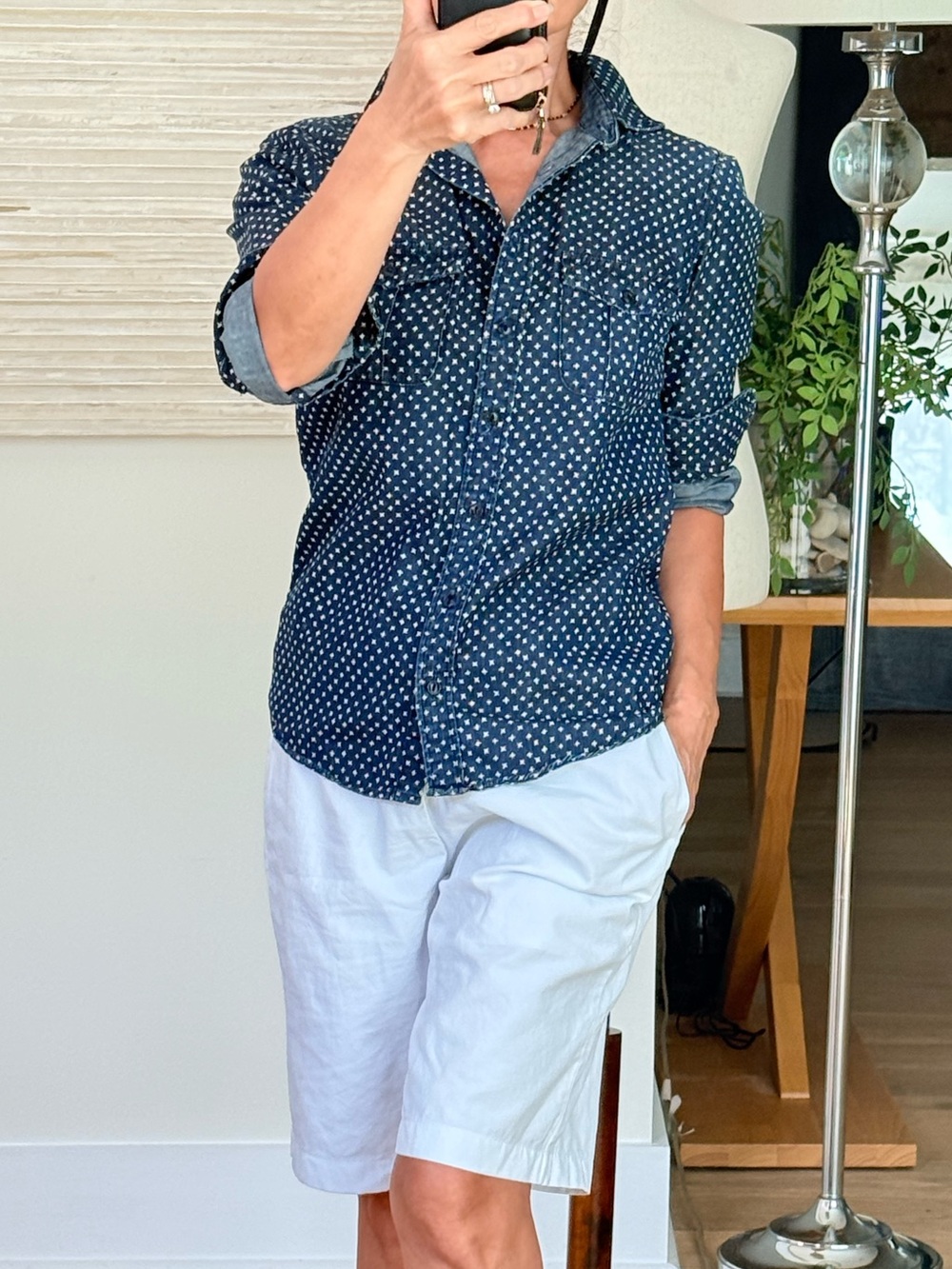 J.Crew Keeper Chambray Shirt in Star Dot size 0